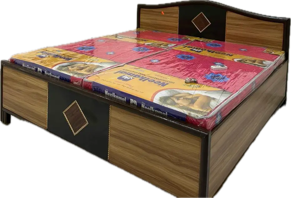 Wooden King Size Double Bed With Storage Box and Mattress